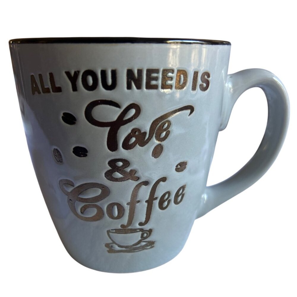 Royal Norfolk Light Gray All You Need Is Love & Coffee Mug